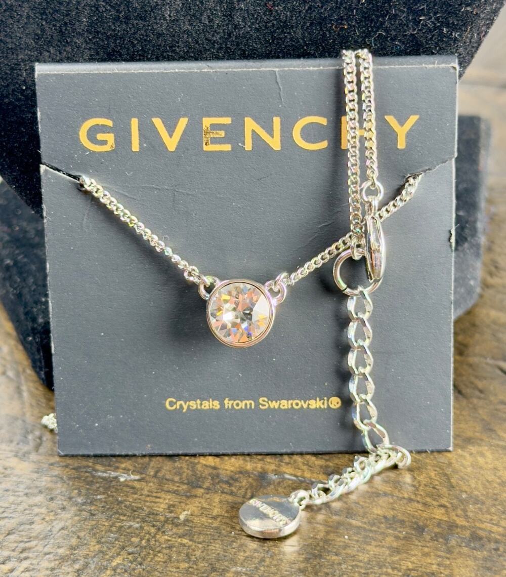 GIVENCHY Silver Tone Crystal Stone Pendant Necklace Swarovski 60136909 NEW Macy'